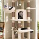 Corner Stable Cat Tree Tower with Scratching Post, C51, Beige