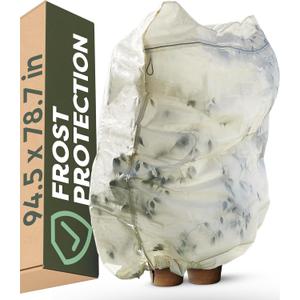 Plant Covers Freeze Protection 79x95 - Extra Large - Winter Blanket with Drawstring & Zipper - Thickened Frost Cloth for Outdoor Plants, Trees & Shrubs