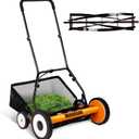 Walensee 18-Inch 5-Blade Push Reel Lawn Mower, Cordless Manual Reel Lawn Mower Walk-Behind Steel Lawn Mowers with Removable 10-Gallon Grass Catcher, Sponge Grip, 9-Position Cutting Height Adjustment