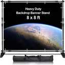 AkTop 8x8 ft Heavy Duty Backdrop Banner Stand Kit, Adjustable Photography Step and Repeat Stand for Parties, Portable Trade Show Photo Booth Background with Carrying Bag (88)