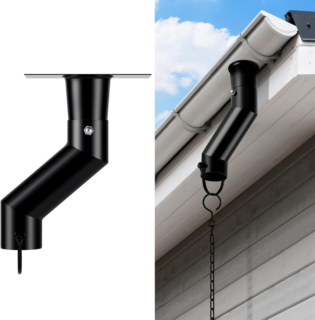 Tfro & Cile Rain Chain Gutter Adapter Black Installation Suit for Gutter Downspout Outlet