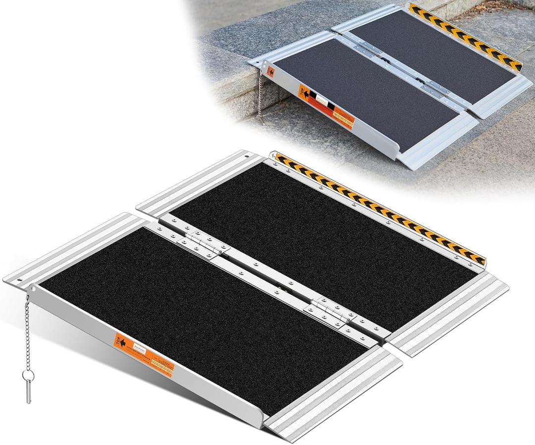 Wheelchair Ramp 2 Feet, Portable Ramps for Wheelchairs for Home, 800LBS Capacity Folding Non-Slip Aluminum Handicap Ramp, Wheel Chair Ramp for Home Steps, Stairs, Doorways, Car, Curbs (2FT(Using height 2-6 inch))