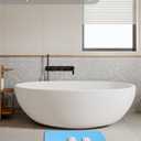 Stone Bath Mat 24"x16" - Diatomaceous Earth Shower Mat, Quick Dry, Anti-Slip, Modern Design with Bonus Non-Slip Pad - Perfect for Home Safety and Style, (Blue)