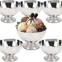 UROSER 6PCS Stainless Steel Ice Cream Bowl, Reusable Salad Cup Dessert Bowl, Metal Pudding Cups Salad Dessert Holder Snack Fruit Candy Container for DIY Ice Cream Parfait Banana Pudding
