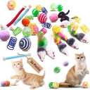 Cat Toys for Indoor Cats, 34 Packs Interactive Cat Toy Set with Colorful Springs Toys, Mouse Toy, Catnip Ropes, Balls, Bells, and Sisal Ball for Kittens
