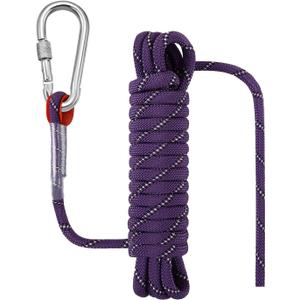 1/2 in x 15 FT Outdoor Rope for Marine, Hunting, Boating, Fishing, Rafting, Camping, Hiking, Anchor, Mooring, Floating, Dock Lines, Kayak, Canoe, Rescuing Purple with Hook