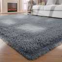 Shag Rugs 8x10 Living Room: Shag Area Rug for Bedroom - Gray Large Fluffy Soft Carpet (Grey, 8x10 Feet)