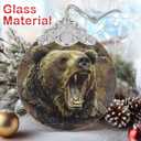 Christmas Ornament, Grizzly Bear Christmas Decoration, Stained Glass Christmas Tree Ornaments, Christmas Ornaments Clearance, Bear Lover Gifts, Xmas Gift for Friend Family Coworker