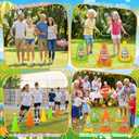 4-in-1 Plastic Carnival Party Games Set,Includes Ring Toss Games, Bean Bag Toss Games, Cones & 3-Legged Race Games, Sports & Outdoor Game Toys for Backyard, Birthday & Family Party