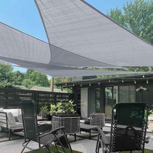 LOVE STORY 10' x 10'x 14' Right Triangle Silver Sun Shade Sail Canopy UV Block Cover for Outdoor Patio Garden Backyard