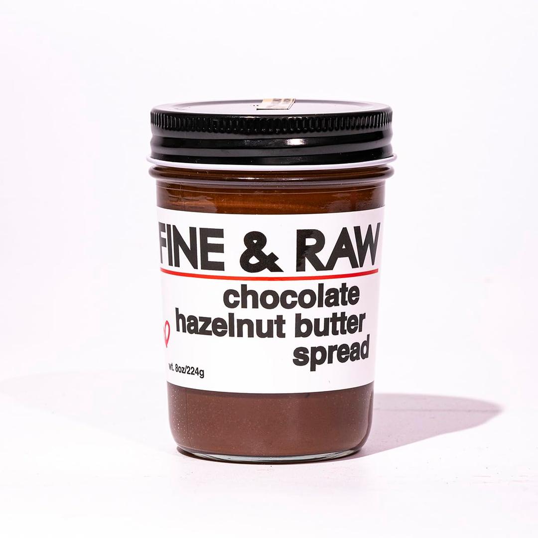 Fine & Raw Chocolate Hazelnut Butter Spread 8 Ounce  Clean Ingredients, Vegan, and Organic Chocolate Hazelnut Spread, Healthy Chocolate Hazelnut Spread (Chocolate Hazelnut)