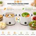 Electric Potato Peeler, 2-in-1 Automatic Peeling Machine/Vegetable Dehydrator, 85W One-Button Drive Potato Peeler Spinner for Home Kitchen Fast Food Stores Restaurant