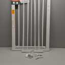 BABELIO 36" Tall Dog Gate PressGuard C5, 26-40" Wide Auto Close Baby Gate, Pressure Mounted Metal Pet Gate, Easy Install No Drilling, No Tools Needed, with Wall Protectors and Extension Kits, White