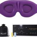 MZOO Luxury Sleep Eye Mask for Side Sleeper Men Women, Zero Eye Pressure 3D Sleeping Mask, Light Blocking Patented Design Night Blindfold, Soft Eye Shade Cover for Travel, Purple