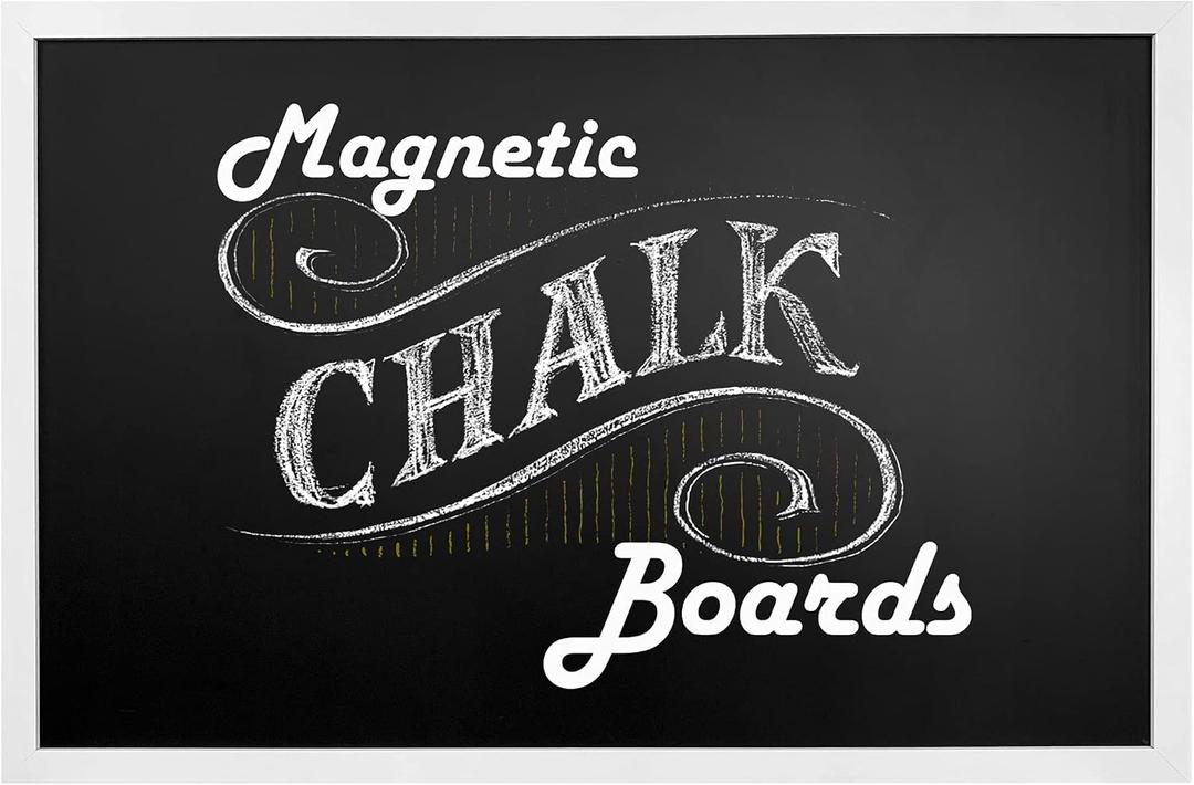 Loddie Doddie Magnetic Chalkboard & Magnet Board - 36 in x 24 in, White Wood Frame - Chalk Calendar for Wall Organization - Magnetic Bulletin Board for Magnet Display - Menu Sign for Kitchen Decor