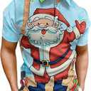 QIVICIMA Mens Halloween Christmas Polo Shirt Casual Slim Fit Lapel Party Golf Shirts Santa Print Polo Print Tops L