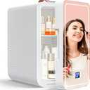 6L Mini Fridge with 3-Level Dimmable LED Mirror, Cooling & Warming, AC/DC Portable Skincare Fridge for Dorm, Car, Office, 10.2 x 7 x 11.4 inches