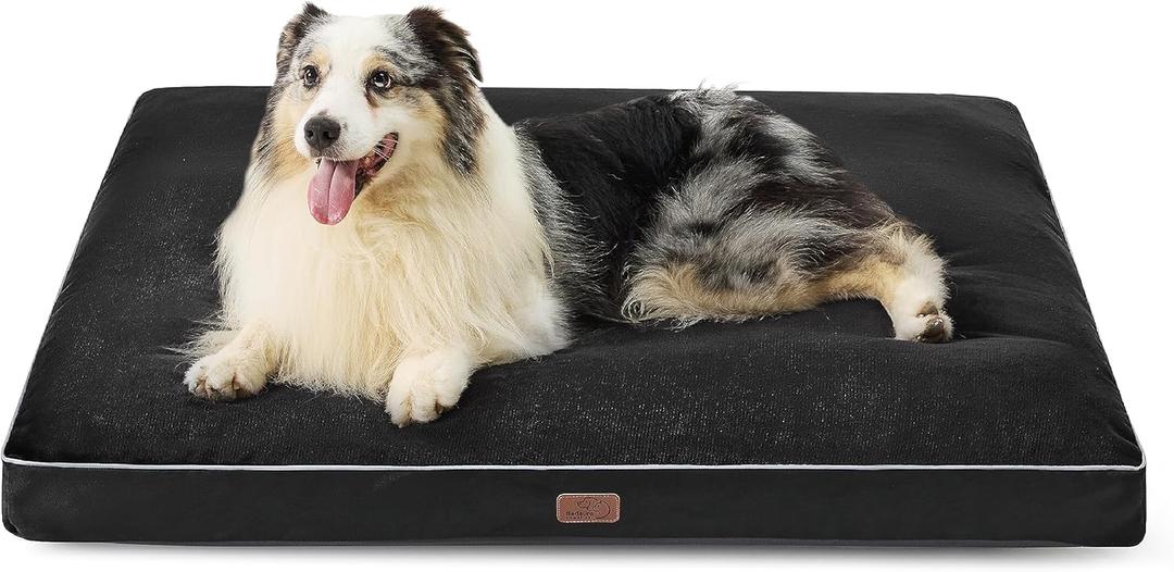 Bedsure Waterproof Dog Beds for Extra Large Dogs - 4 Inch Thicken Up to 100lbs XL Pet Mat Pillows with Removable Washable Cover, Black (44.0"L x 32.0"W x 4.0"Th)