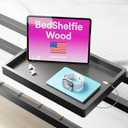 BedShelfie Wood Bedside Shelf for Bunk Bed & Top Bunk, College Dorm Room Essentials, Loft Nightstand, Floating Bed Side Table Tray Storage, Dorm Room Decor By Smallish - (DormEssential Wood, Black)