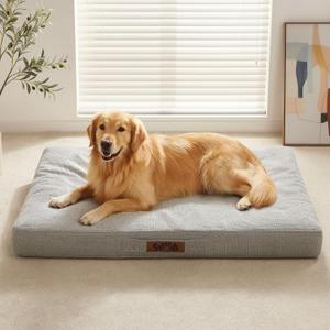 42" XL Indestructible Dog Bed, Orthopedic Waterproof Chew Proof Dog Bed, Chew-Resistant Dog Pad, 90 lbs Capacity for Extra Large Dogs, Indoor & Outdoor Use, Light Grey