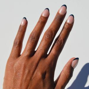 Glamnetic Press On Nails - Smoke Salt | Short Oval Black French Tip Fake Nails, Salon Quality French Manicure | 15 Sizes - 30 Nail Kit with Glue