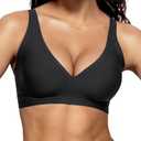 Vertvie Jelly Wireless Bras for Women Push Up Plunge Seamless T-Shirt Bras No Underwire Supportive Full Coverage Bralettes M