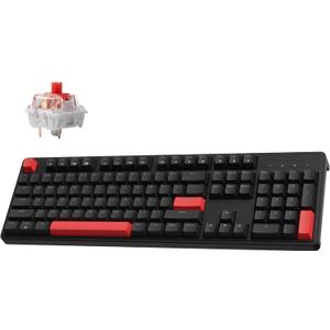 X2 QMK/VIA Custom Gaming Keyboard, Programmable 104 Keys Full Size Layout Gasket Mount, Red LED Backlight Wired Mechanical Keyboard with Red Switches for Mac/Windows/Linux