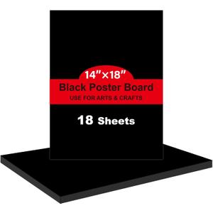 18 Pcs Black Poster Board Paper 14x18, ROOKEA Vision Boards Posterboard Bulk for School Projects Classroom Arts Craft Presentations Drawing Scrapbooking Blank Graphic Display