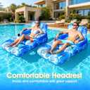 Pool Floats Adult, 65" Thicken PVC Inflatable Pool Chair Lounger Rafts with Cup & Phone Holder & Headrest Backrest Footrest, Comfort Pool Floaties for Adults Lake Beach Party Outdoor (1PC)