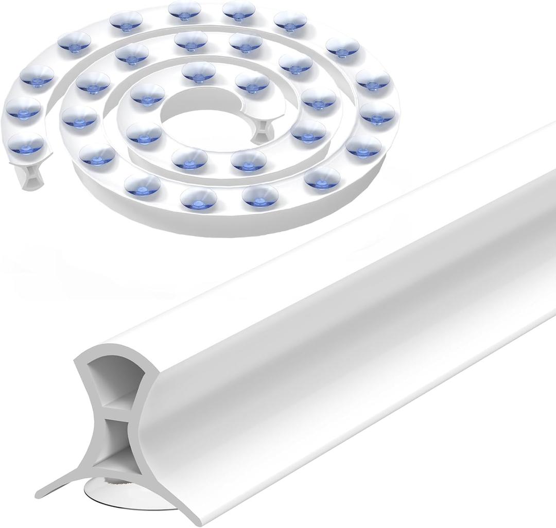 Water Splash Guard Silicone 1.57" H 39.4" L Walk-in Shower Dam/Barrier/Threshold, Kitchen Sink Edge Protector- Flexible, Scalable DIY Water Stopper for Kitchen Sink, Bathroom, Garden
