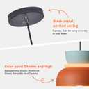 Mid Century Modern Ceiling Pendant Light, Orange Navy 2 Colors Barn Macaron Shade, Aluminum Nordic Modern Pendant Light Fixture, Colorful Chandelier Pendant Lights for Kids Room