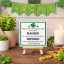 2 x St Patricks Day Decoration - Happy Saint Patricks Day Accessories Decor, Wood Ceramic Irish Blessing Table Desk Sign, Green Lucky Shamrock Home Office Spring Tiered Tray Decor Centerpiece