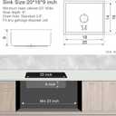 20-inch Undermount Kitchen Sink, SUS304 Stainless Steel Handmade Single Bowl Kitchen Sink with Sink Strainer (Brushed), 20"x16"x9", D20" x W16" x H9"