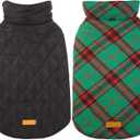 Kuoser Warm Dog Coat, Waterproof Dog Coats for X-Small Dogs, Adjustable Durable Doggie Winter Jacket Reversible Cozy Puppy Cold Weather Apparel from Small to Large Breed, Christmas Green XS