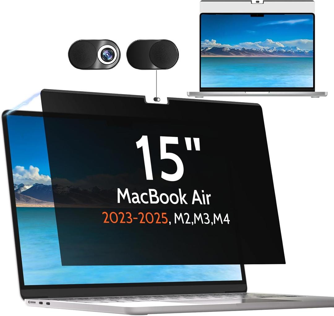 Mamol Privacy Screen for MacBook Air 15 Inch 2023-2026 (M2 M3 M4 M5), Magnetic Removable Anti Glare Blue Light Filter Protector