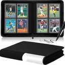 COAZEX 4 Pocket Top loader Binder for 160 3" x 4" Toploaders, Side Loading Trading Card Folder, Waterproof PU Leather, Ringless, Double-Sided Pockets for MTG, TCG, Sports Cards, Black