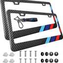 2 Pack Tri-Color License Plate Frame, Front Back License Plate Cover, License Plate Bracket Holder Rust-Proof Rattle-Proof for US CA Standard Car & 1Pcs Key Chain