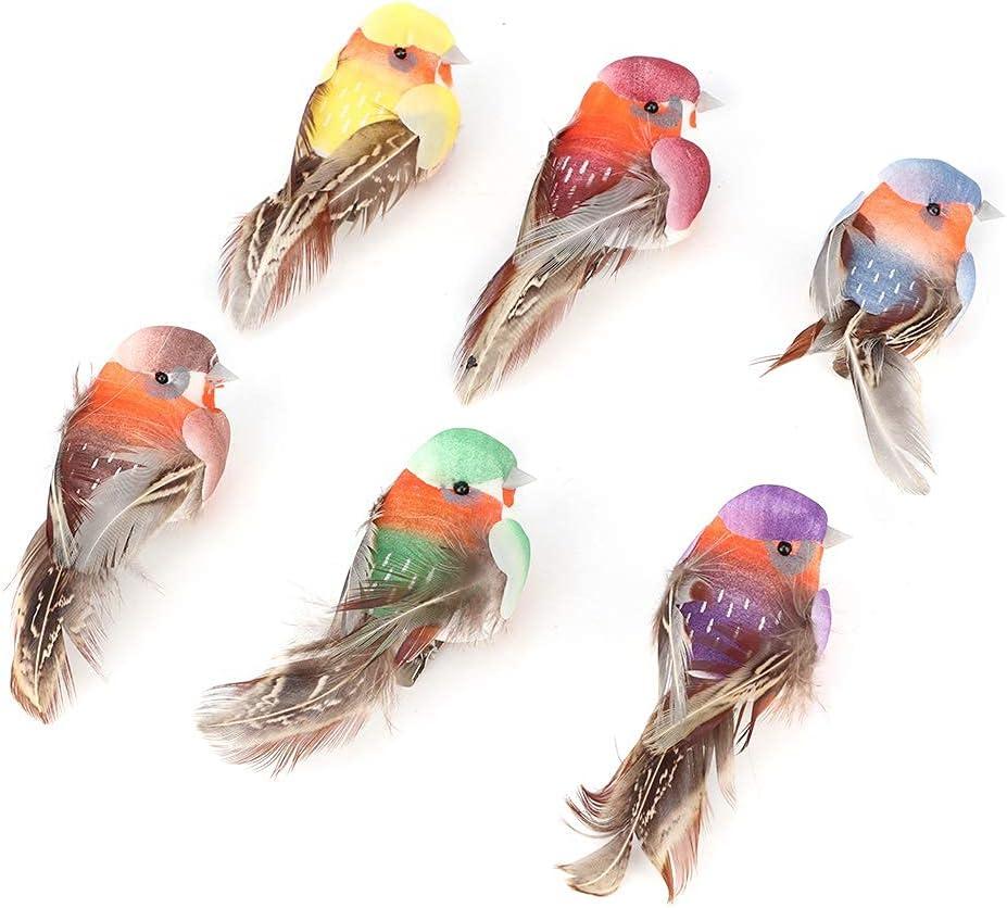 12Pcs Artificial Bird Ornaments, Cute Bird Decor for Christmas Tree, Wreaths, Seasonal Holiday Displays, DIY Crafts and Home Decor