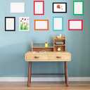 Eco-Friendly A4 Cardboard Photo Frames Set of 6 - Removable Adhesive Ultra-Thin Frames for 21x29.7cm Pictures/Documents,No-Residue Easy Peel for Wall,Glass,Tile (White,Black,Green,Blue,Orange,Red)