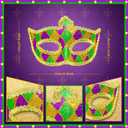 2 x Mega-L Mask for Mardi Gras Party, Accessories in Mardi Gras Festival, Mask Outfit for Women and Men, Perfect for Fat Tuesday Party Decorations, Carnival Parade Masks, Masquerade Party Favor