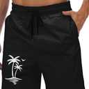Men's Swim Trunks Hawaiian Bathing Mesh Lining Suit Swimsuits Beach Shorts with Pockets (Medium, Black-coconut Tree)