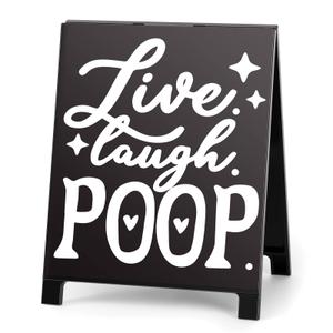 Live Laugh Poop Funny Bathroom Decor Reminder Decorative Sign Humorous Vanity Sign for Home Hotel Airport Restroom Toilet Gag Fun Gift for Coworkers Friends White Elephant Gifts