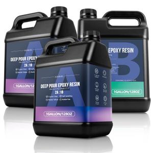 KISREL Deep Pour Epoxy Resin, 3 Gallon Resin Epoxy Kit (2:1) for 2-4 Inch Pour Depths，Bubble Free, Low Odour, Crystal Clear Casting Resin for Table Tops, River Tables, Wood Fillers, Crafts