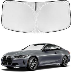 Windshield Sun Shade for BMW 4 Series 2021-2025 2026 430i 440i i4 m4 330i - 4 Layers for Front Windows Shade Cover Custom Fit 4 Series Sun Visor 250T Retractable Shade Blocks UV Rays Car Accessories