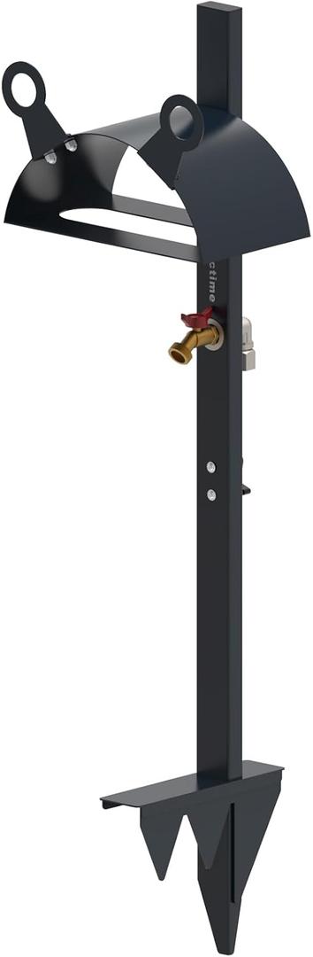 Garden Hose Holder Freestanding for Outside with Tool Storage Heavy Duty 2MM Carbon Steel (Deep Grey, Carbon Steel)