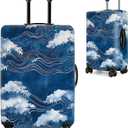 Ocean Wave Luggage Cover for Suitcase  Travel Suitcase Protector with Artistic Japanese Sea Design, Elastic Washable Baggage Cover for 18-22 Inch Luggage,S (27)