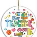 Best Teacher Ever Ornament 2025  Colorful Teacher Appreciation Gift, Cute School Classroom Decor, End of Year Teacher Gift from Students & Parents, Preschool Kindergarten Teacher Ornament