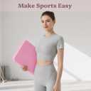 Foldable Yoga Mat Non Slip, Pilates Fitness Mats, 72" x 24" Extra Width Thick, Anti-Tear Exercise Mat with Carrying Strap and Bag, Workout Mats for Stretching,Yoga Studio,Gym or Home Workouts Pink