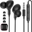 iMangoo Wired Earbuds with Microphone, All Day Wear In Ear Headphones, S/M/L Ear Buds Tips, Built-in Remote to Control Music, Phone Calls, Volume 3.5mm Plug Jack Earphones for Home Office School Black