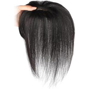 Hair Toppers for Women, Real Human Hair Toppers Hair Pieces for Women for Thin Hair Silk Base Clip In Hair Extensions for Daily Use, Natural Black 12"